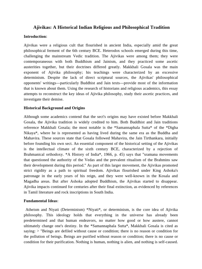 Ajivikas: Ancient Indian Determinism | PDF | Asceticism | Indian Religions