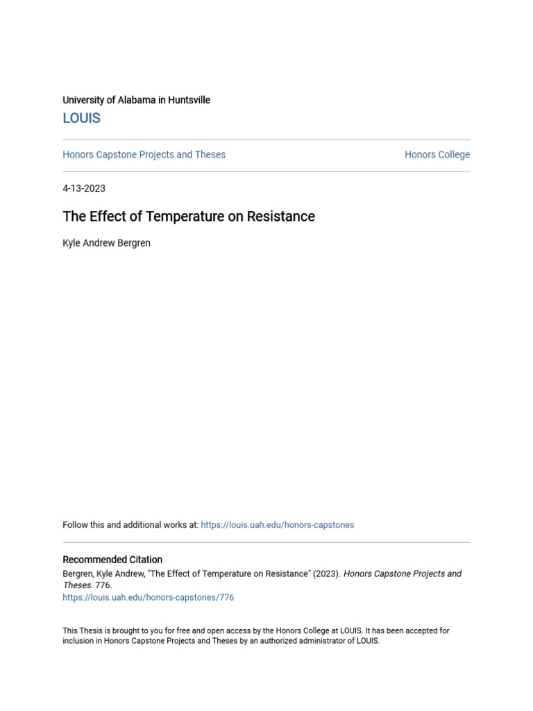 The Effect of Temperature On Resistance | PDF | Electrical Resistivity ...