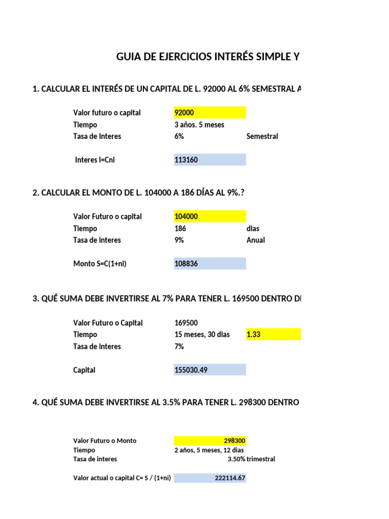 Ejercicios de Interés Simple y Descuento | PDF | Interés | Tasas de interés