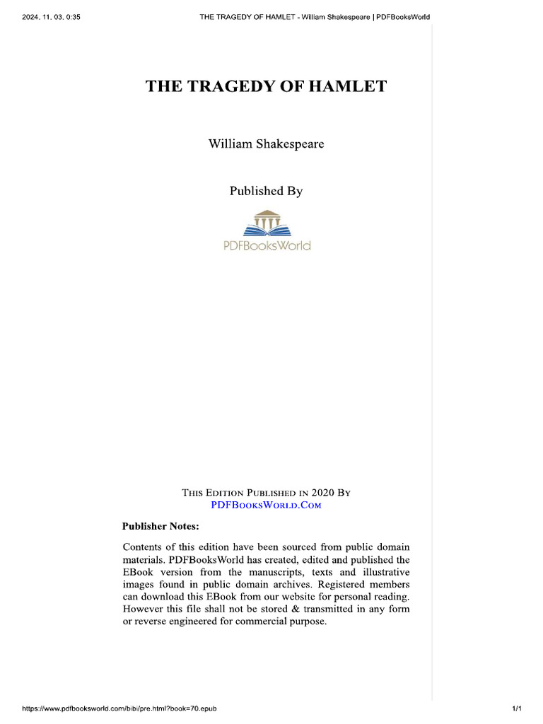 The Tragedy of Hamlet | PDF