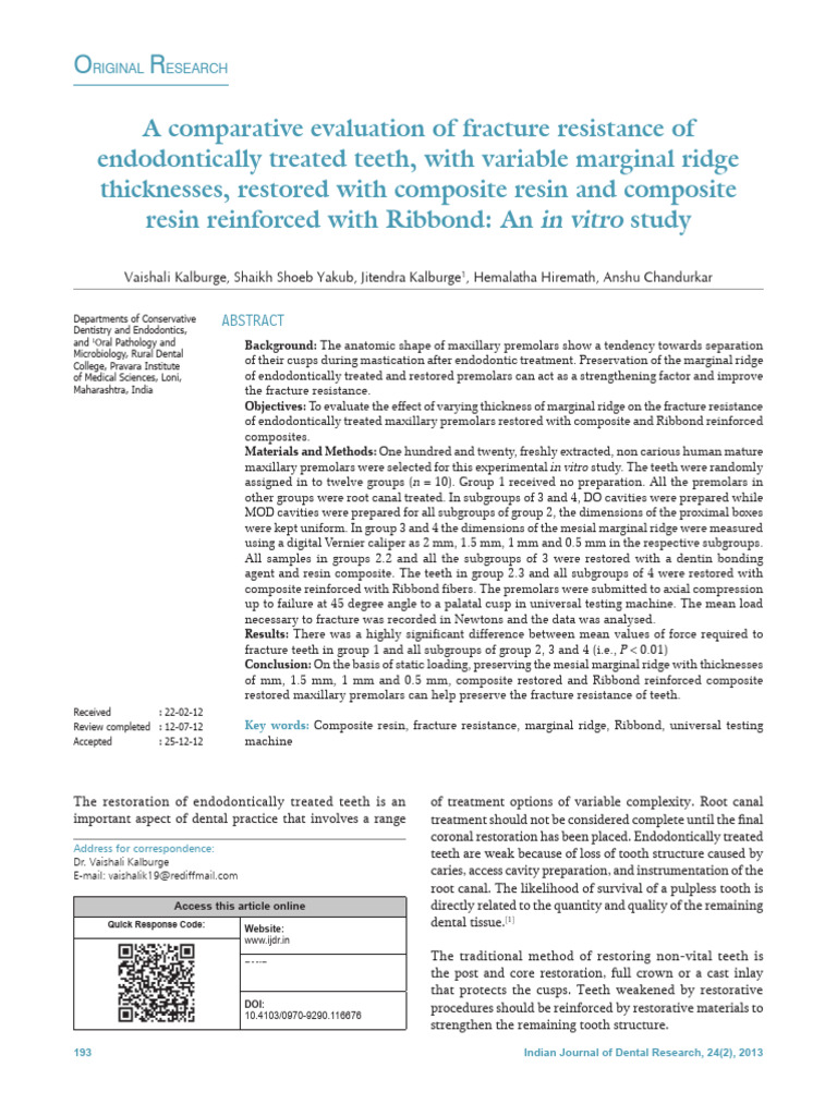 A Comparative Evaluation of Fracture Resistance Of.9 | PDF | Dental ...