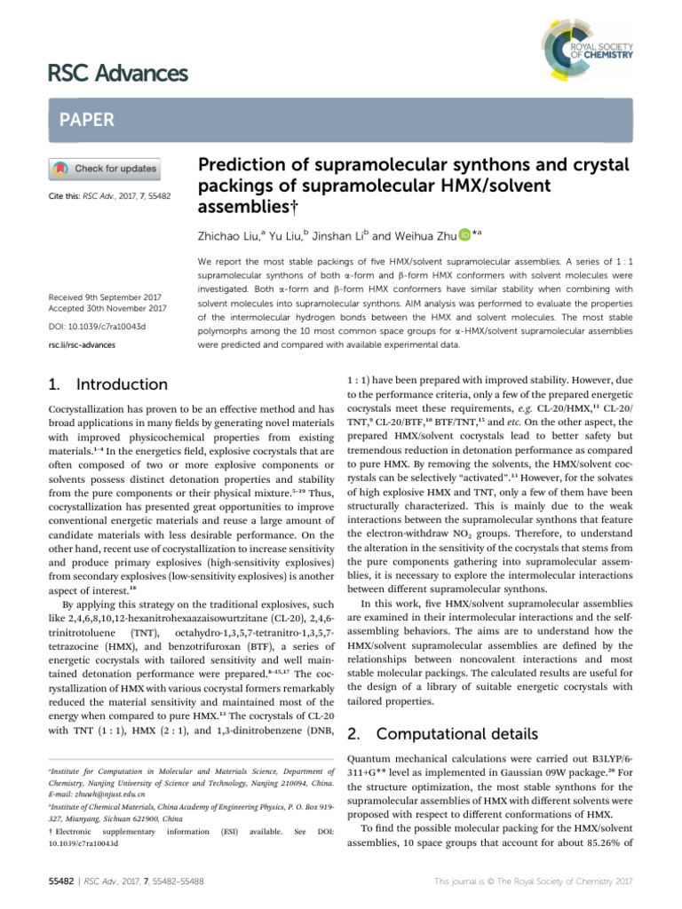 Prediction of Supramolecular Synthons and Crystal | PDF | Chemical ...