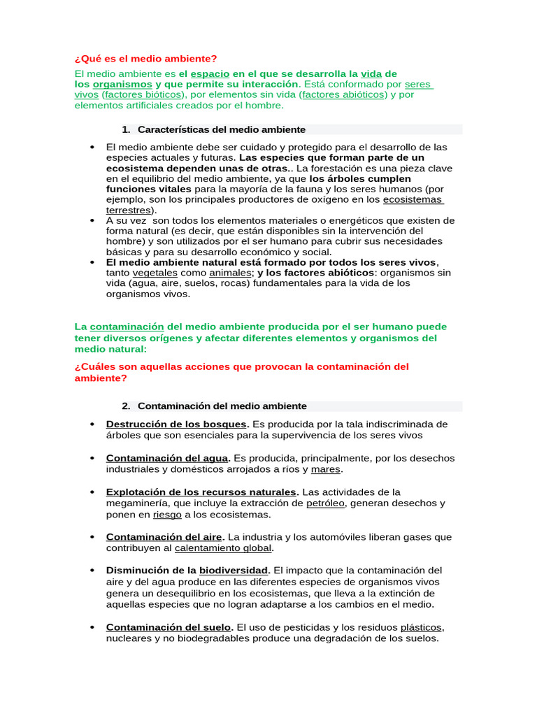 Importancia y cuidado del medio ambiente | PDF | Entorno natural | Residuos