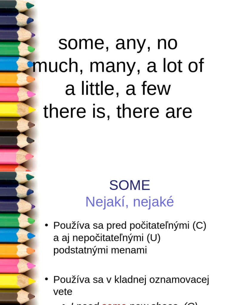 Some, Any, No, Many, Much, A Lot Of, Little, Few | PDF