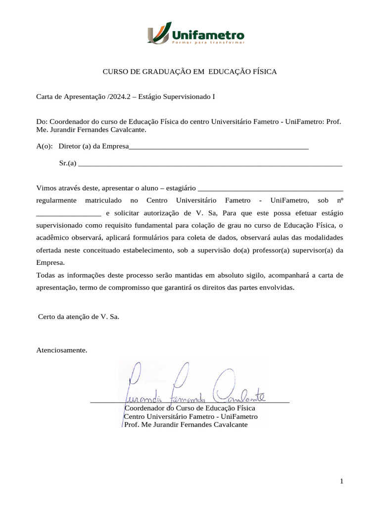 Carta De Apresentação Pdf