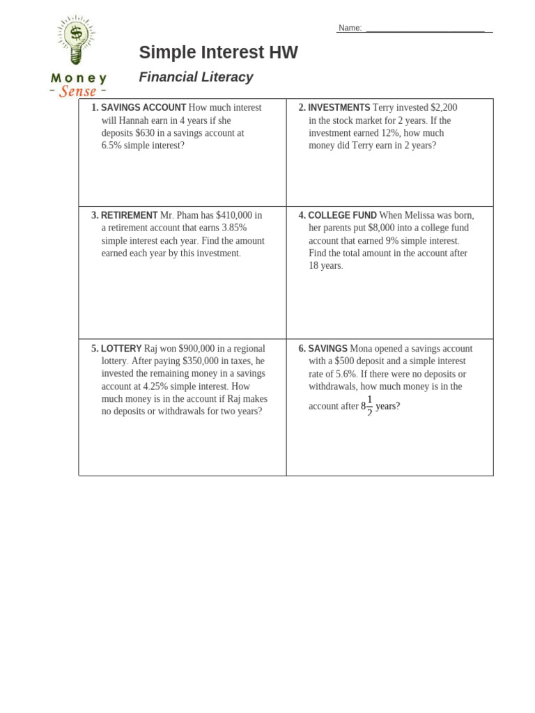 Simple Interest Calculations Guide | PDF