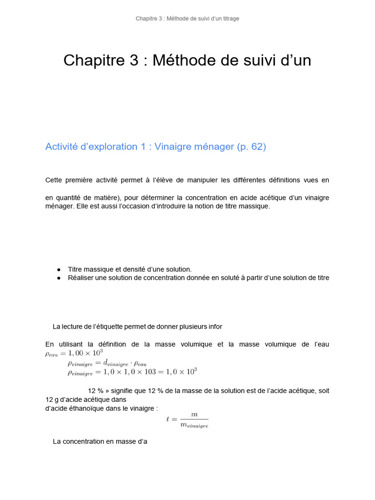 Suivi de titrage : méthodes et protocoles | PDF | Titrage | Chimie