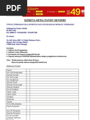 Kereta Sewa Pandu Sendiri Pdf