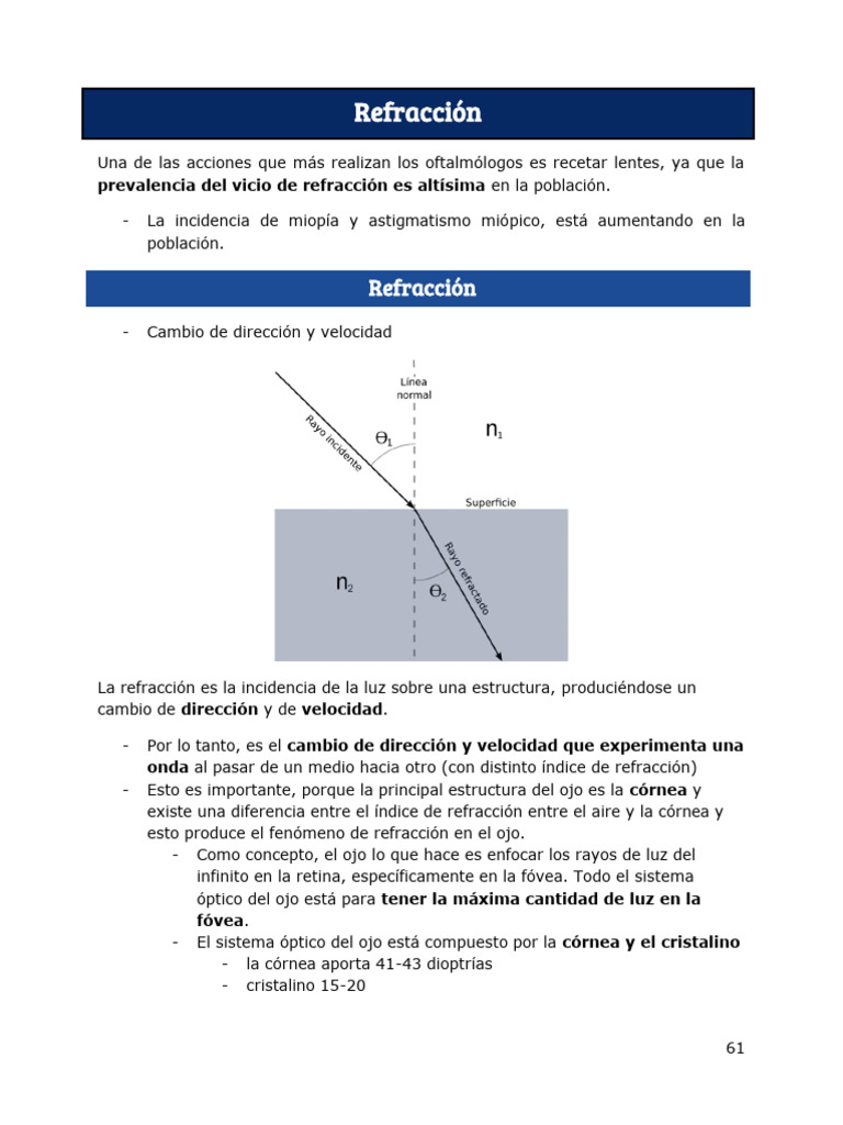 Refracción | PDF | Ojo humano | Lentes
