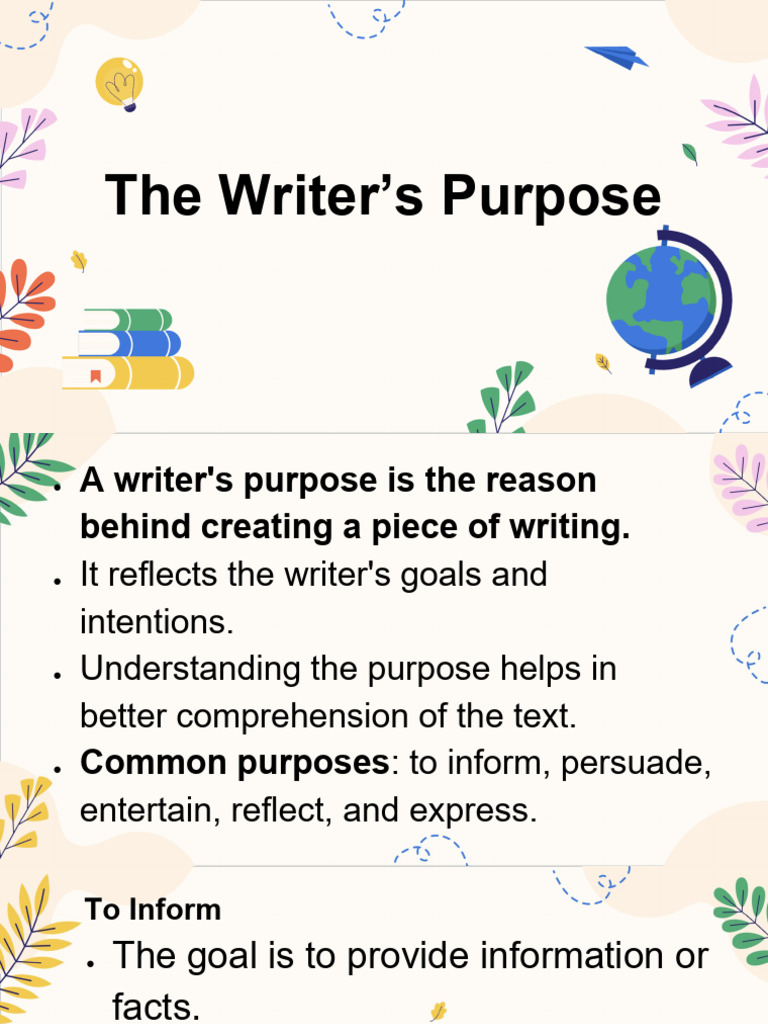 The Writers Purpose | PDF | Psychology | Cognition
