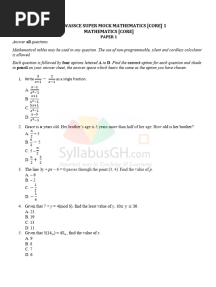 2024 WASSCE Super Mock Mathemeatics (Core) 1