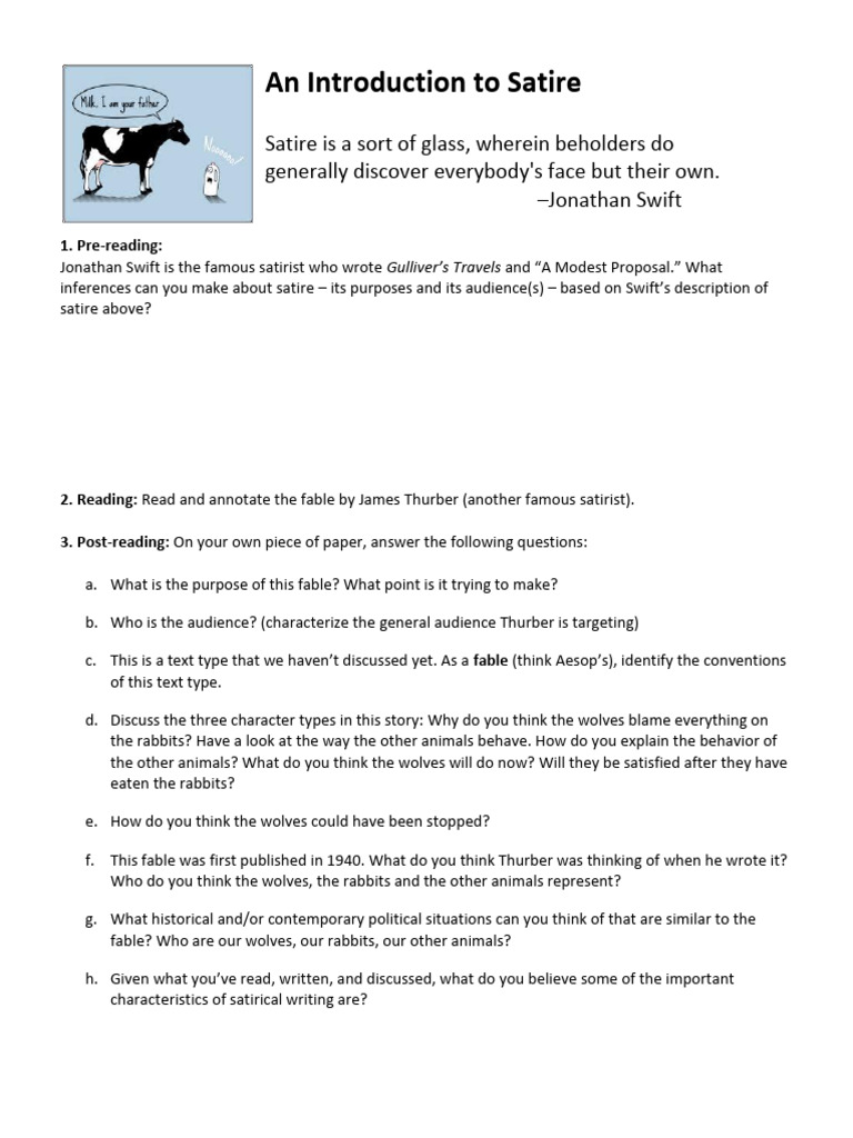 The Rabbits and the Wolves' Blame Game | PDF | Satire | Fable