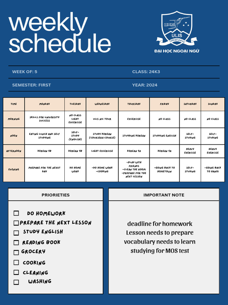 First Semester Academic Planner 2024 | PDF