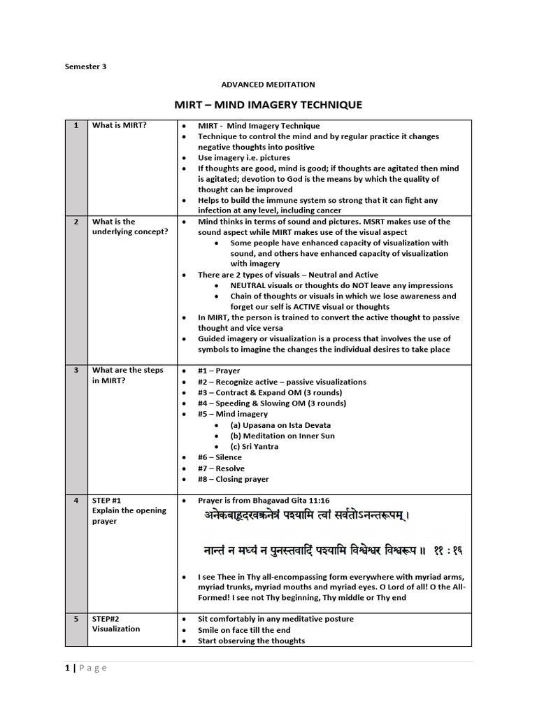 MIRT: Advanced Mind Imagery Techniques | PDF | Meditation | Thought