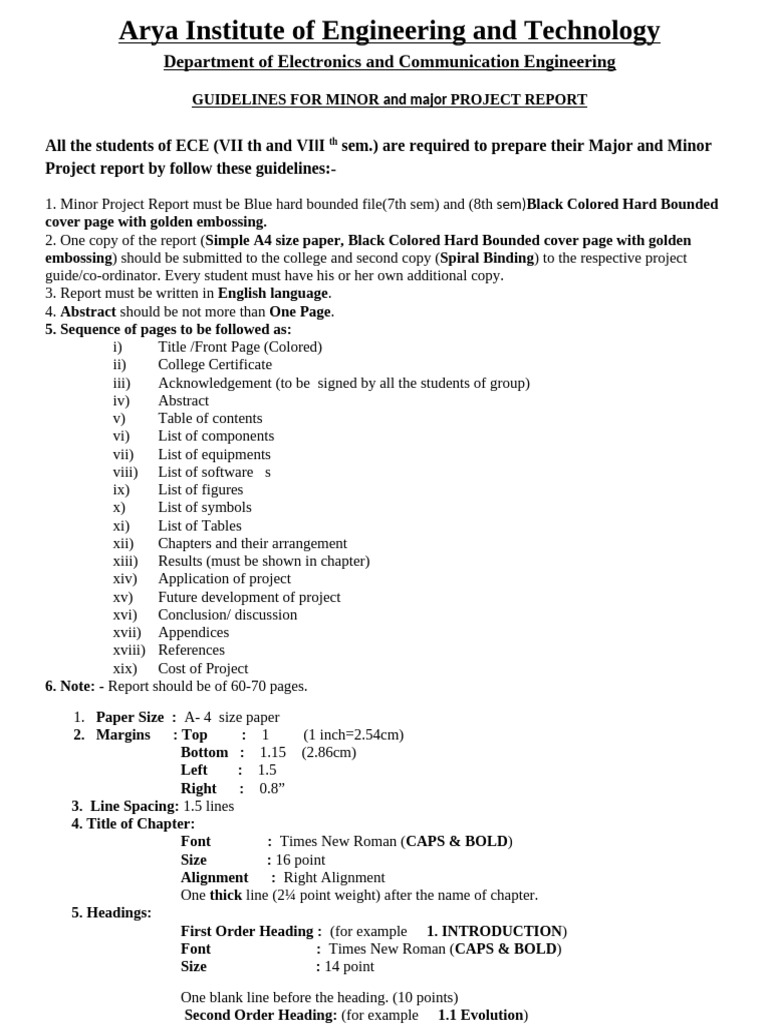 0.project Report (VIII Sem) Guidelines | PDF | Times New Roman | Publishing