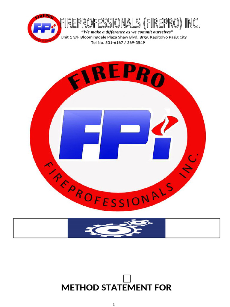 01 - Method Statement For Electric Fire Pump System Troubleshooting and ...