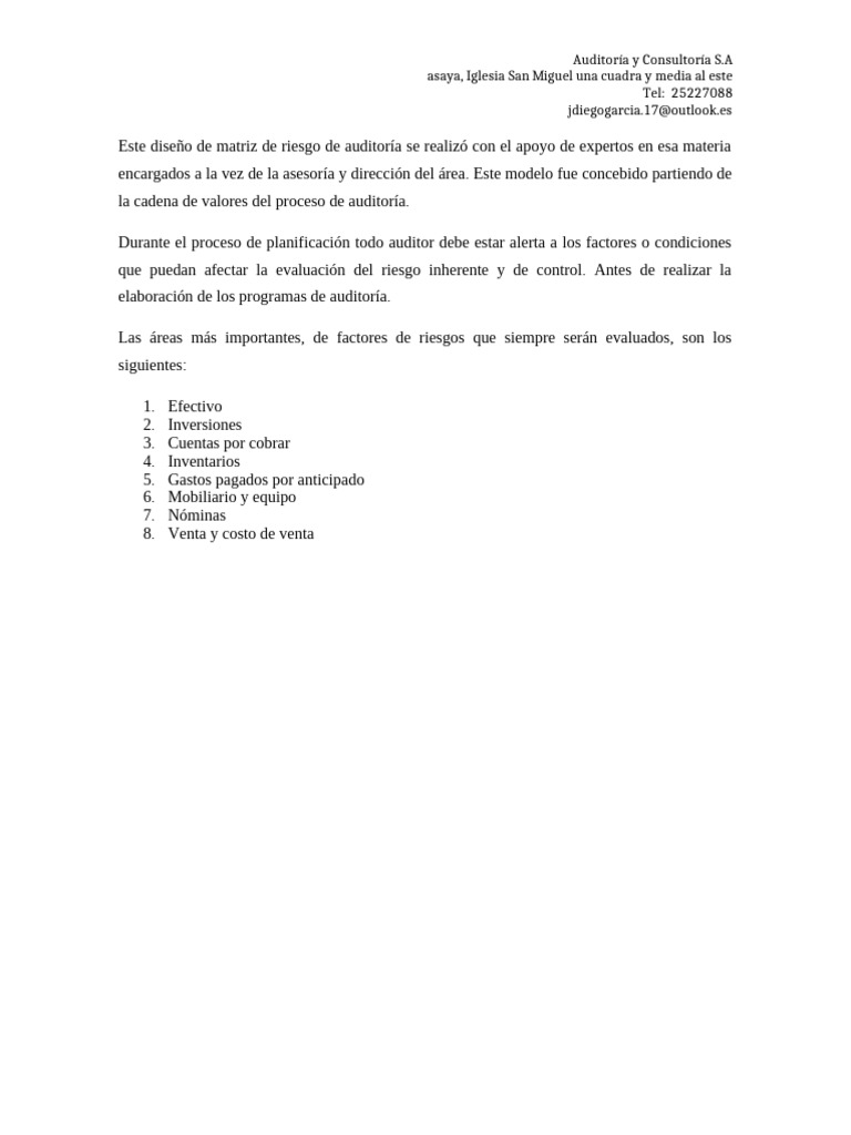 Matriz de Riesgo en Auditoría Financiera | PDF | Economias