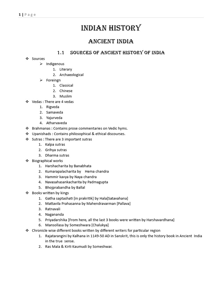Sources of Ancient Indian History | PDF | Vedas | Sutra
