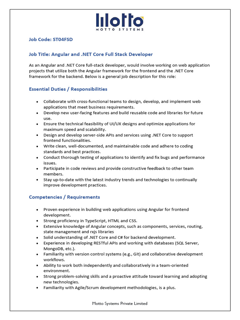Job Description | PDF | Software Framework | Systems Engineering