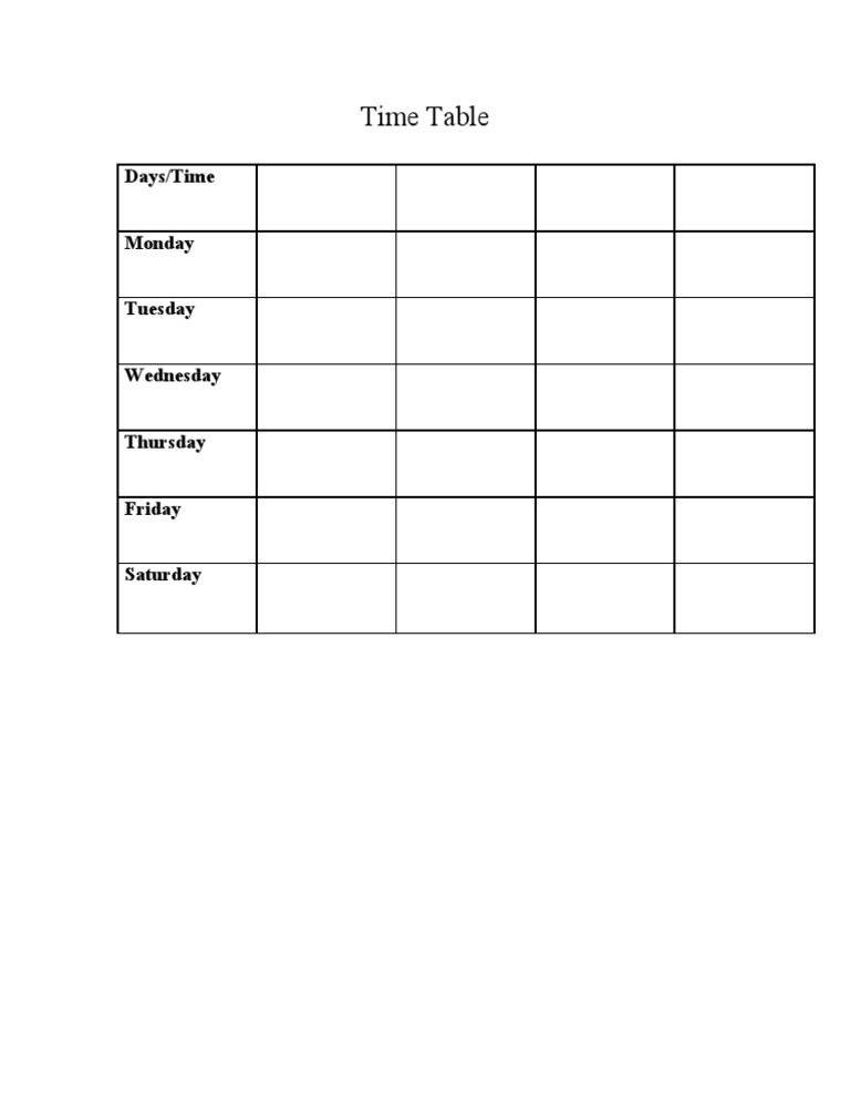 Weekly Timetable PDF | PDF