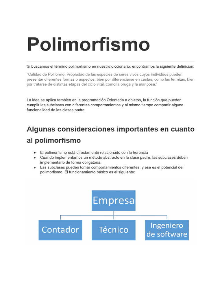 Polimorfismo en Programación Orientada a Objetos | PDF | Herencia ...