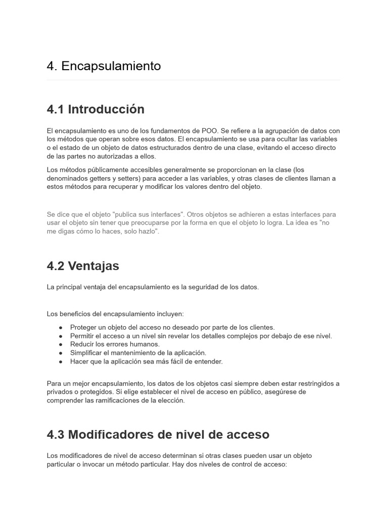 Fundamentos de Encapsulamiento en POO | PDF | Modularidad | Tecnologías ...