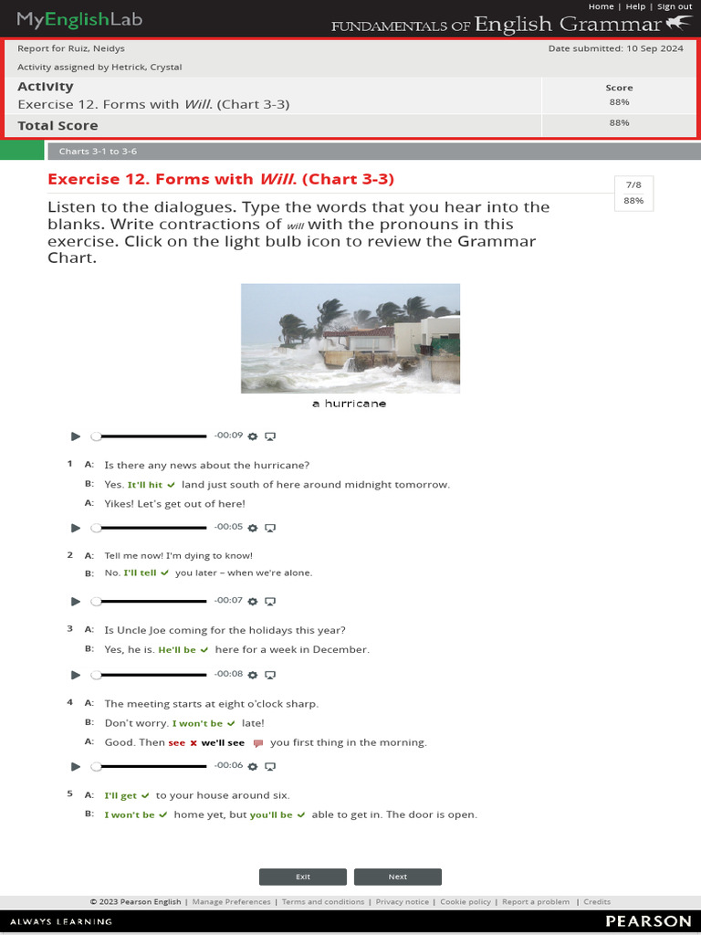 Exercise 12. Forms With Will. (Chart 3-3) - Mode Report - Chapter 3 ...