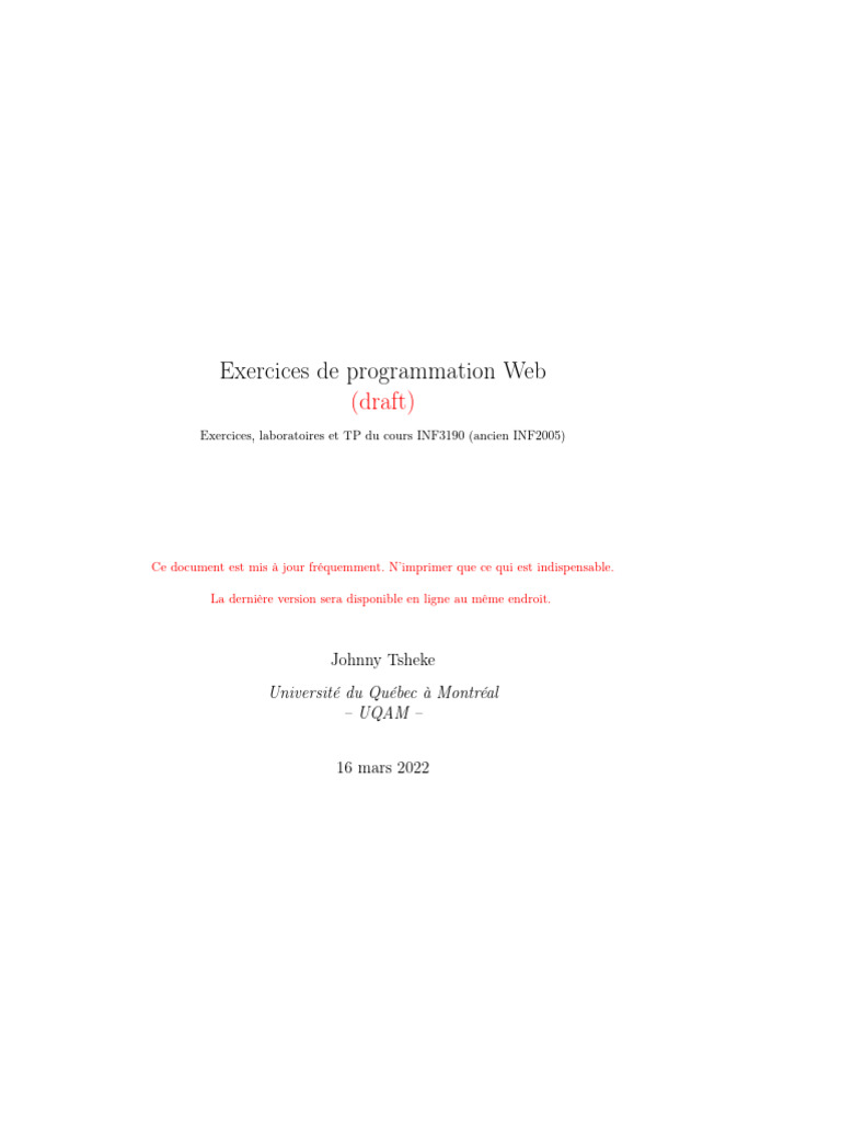 Exercices de programmation Web UQAM | PDF | Java (Langage de ...