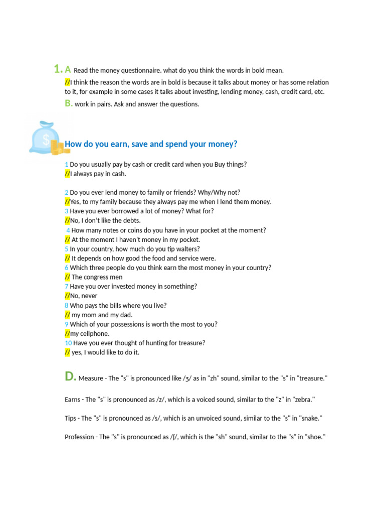 Money Management Questionnaire Insights | PDF