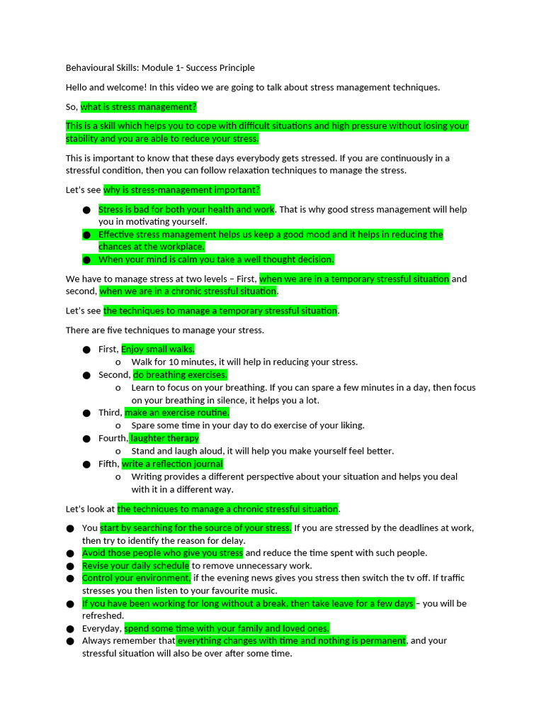 8 Stress Management Eng Pdf Stress Management Relaxation Psychology