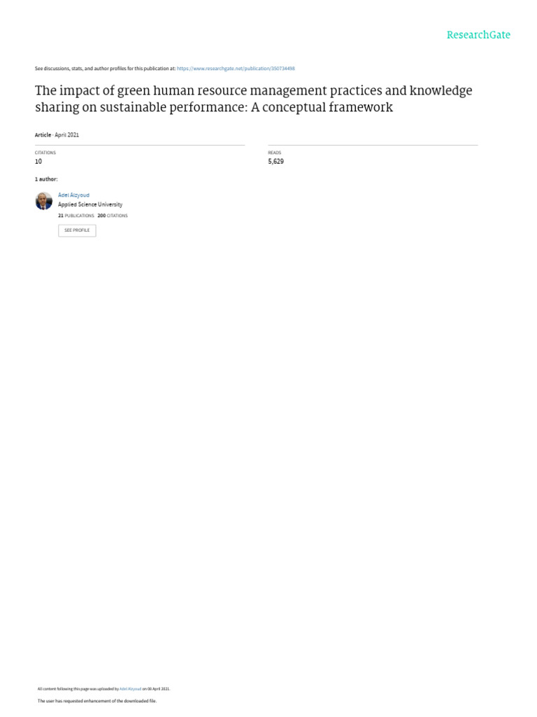 Green HRM Practices and Sustainable Performance | PDF | Human Resource ...