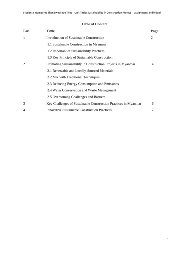 Construction Sustainability Assignment by Ms. Than Lwin Moe Thet | PDF ...