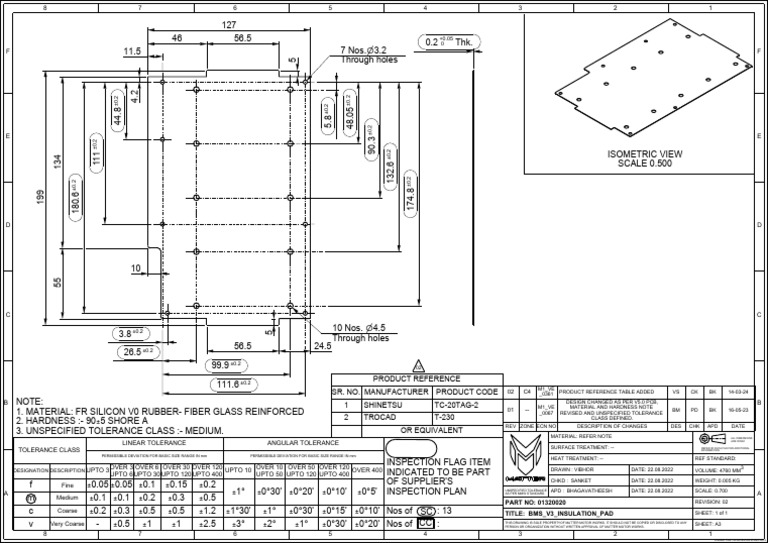 BMS V3 Insulation Pad Specifications | PDF | Engineering Tolerance ...