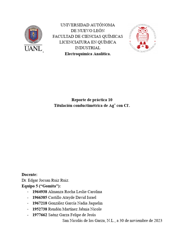 Titulación conductimétrica de Ag+ con Cl- | PDF | Electricidad | Física ...