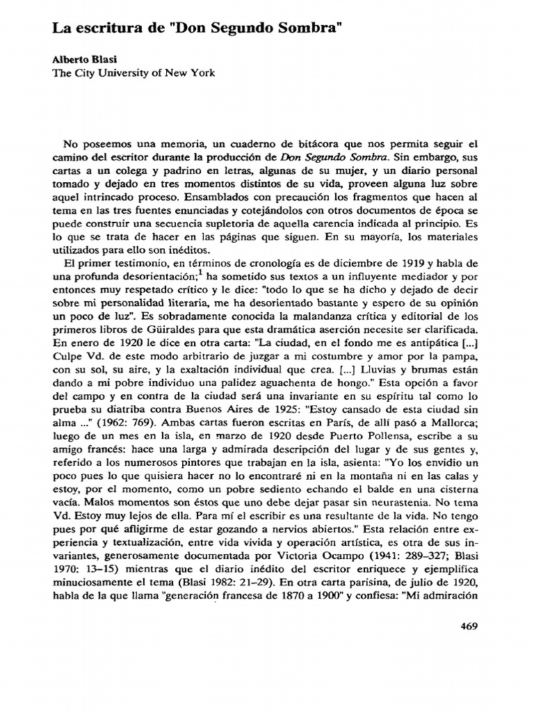 Proceso de escritura de Don Segundo Sombra | PDF | Escritores