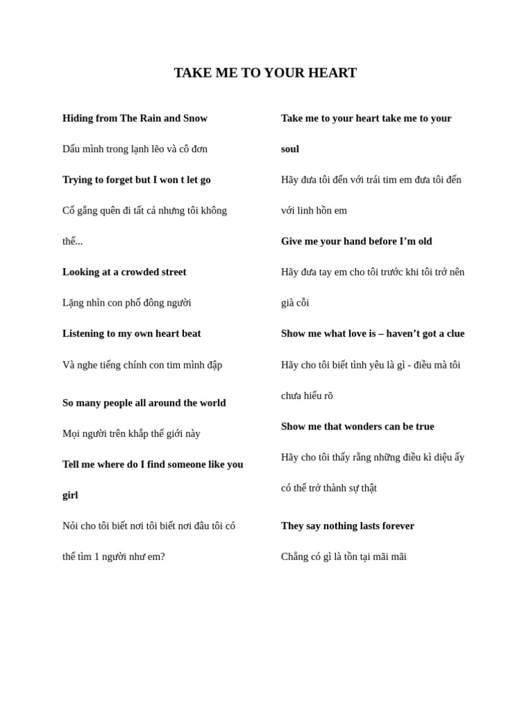 Take Me To Your Heart | PDF