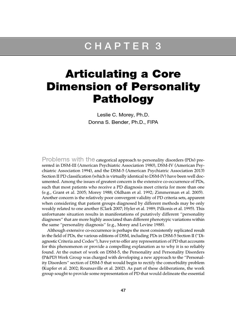 Core Dimensions of Personality Pathology | PDF | Diagnostic And ...