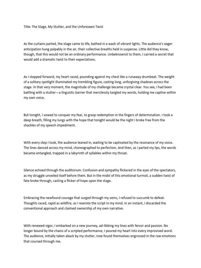 Overcoming Stutter: A Stage Triumph | PDF | Poetry