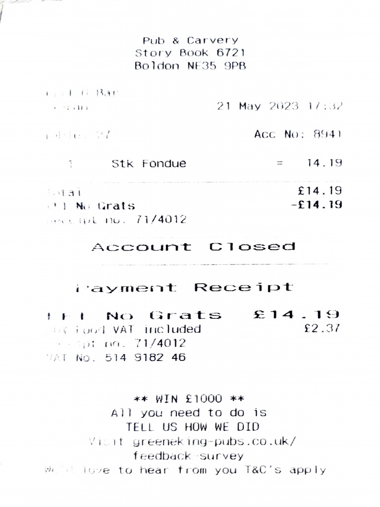 21 May Evening Meal Receipt 2off Dubrivnyi | PDF