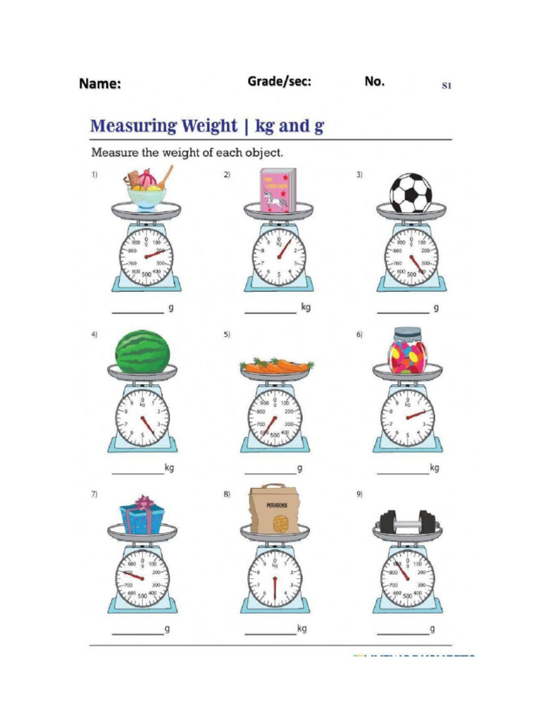 Weight Worksheet 1 | PDF