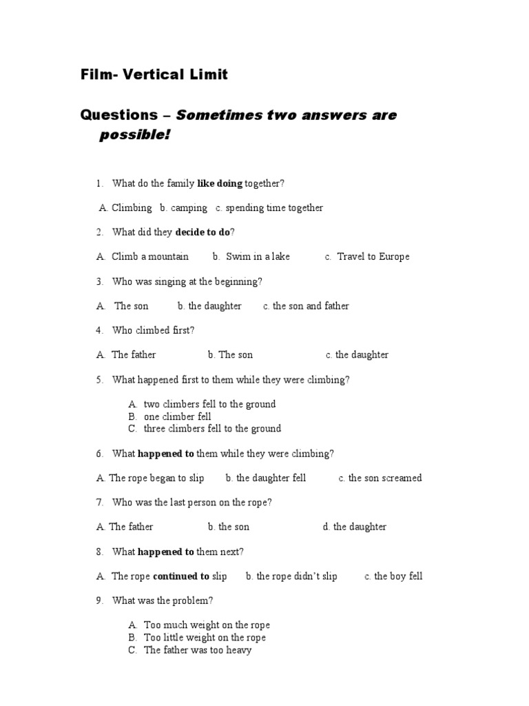 Film-Vertical Limit Questions - Sometimes Two Answers Are Possible! | PDF