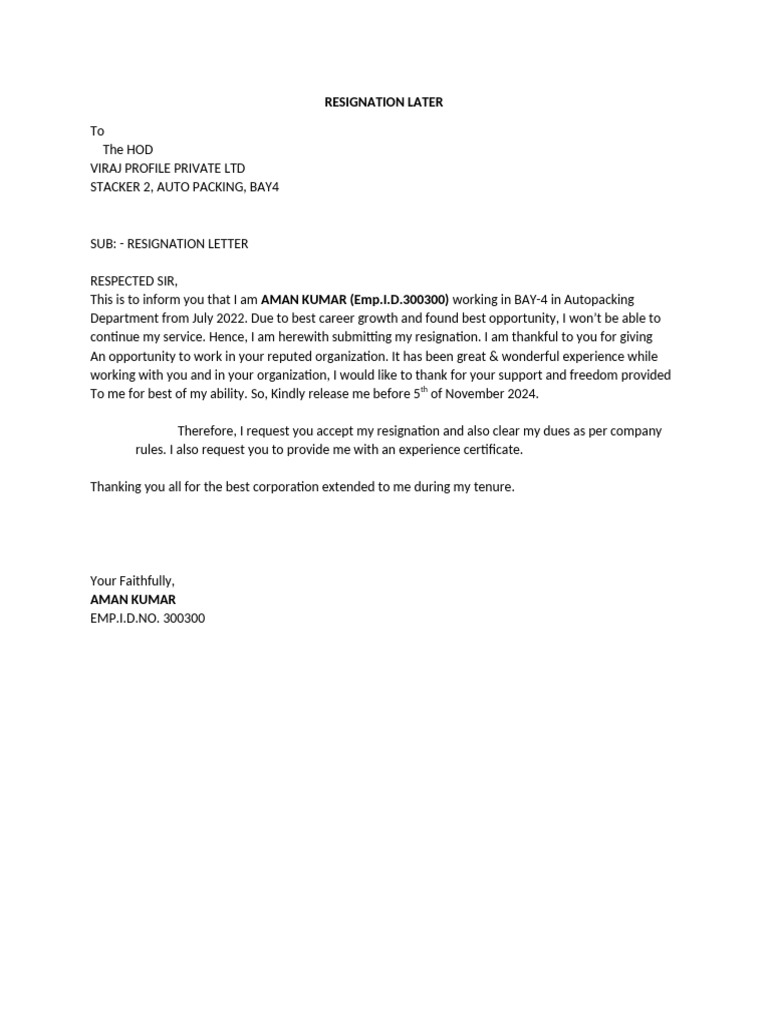 Resignation Later | PDF | Career & Growth