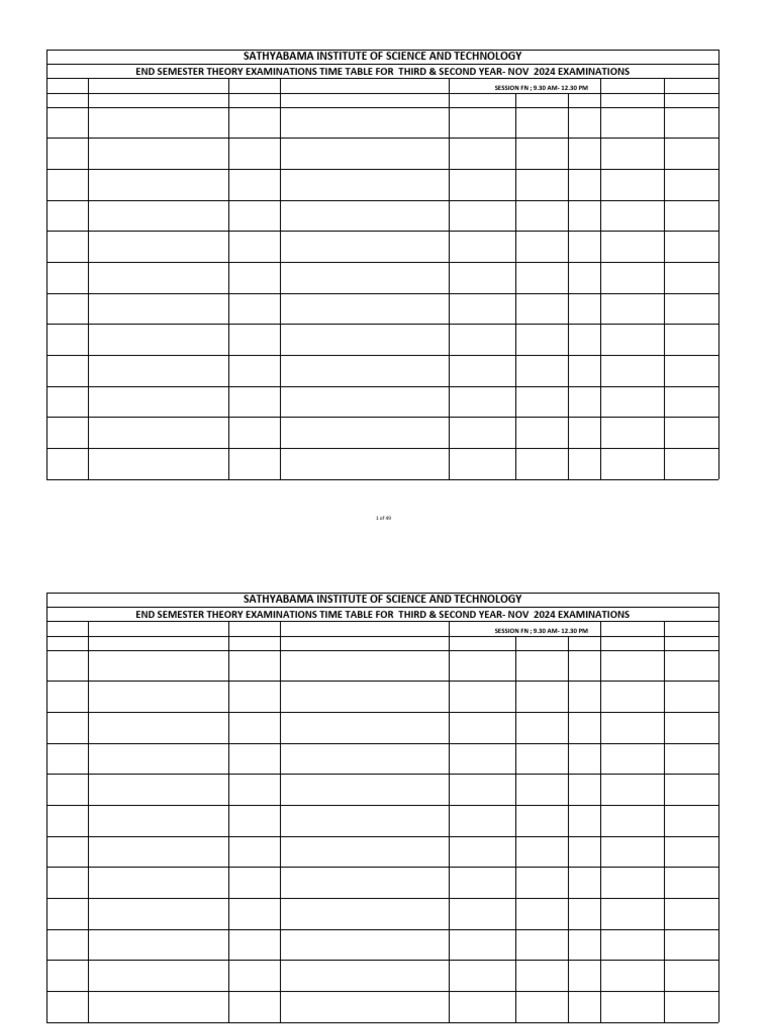 Time Table For 4th Grade