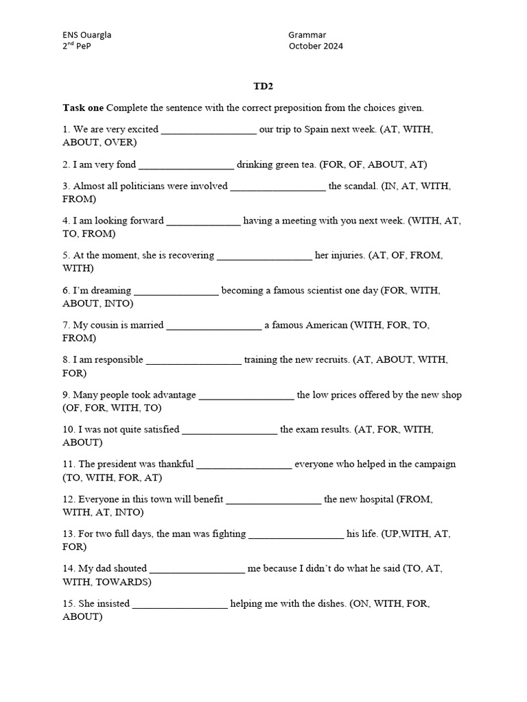 TD2 Grammar | PDF | Business | Art