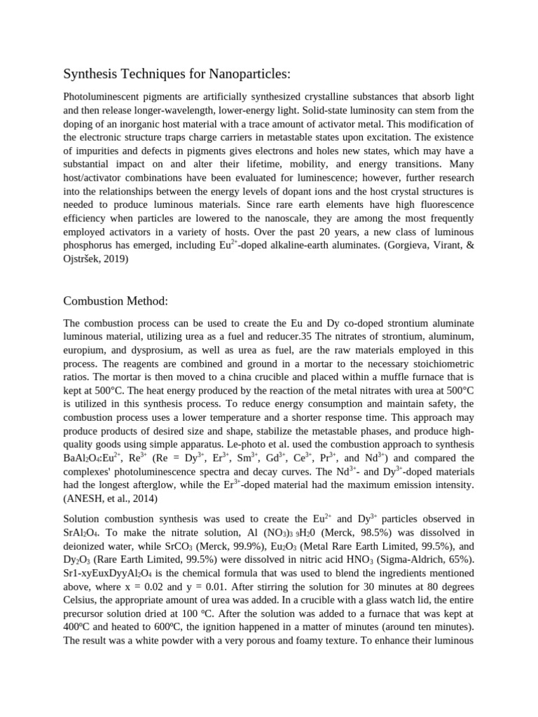 Nanoparticle Synthesis Techniques Overview | PDF | Combustion ...