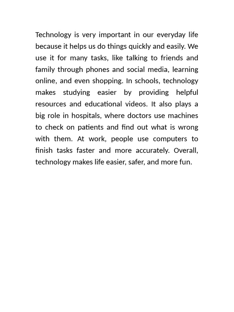 The Importance of Technology in Daily Life | PDF