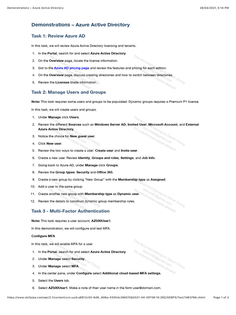 Demonstrations - Azure Active Directory - Page 12 | PDF | Active ...