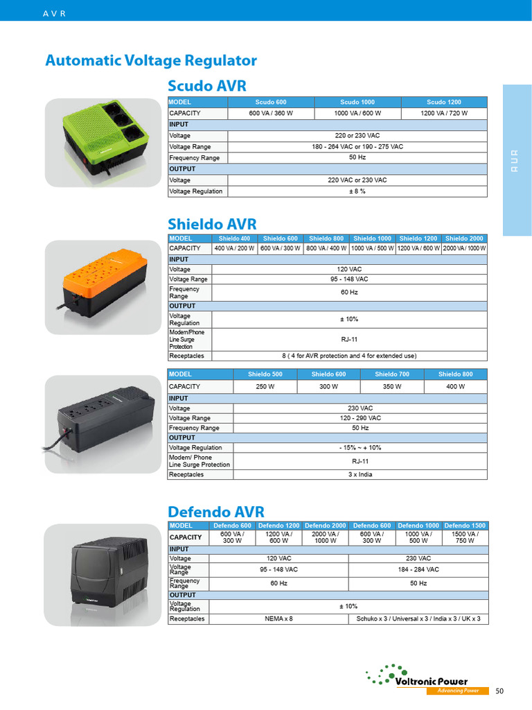 AVR Models and Specifications Overview | PDF | Alternating Current ...