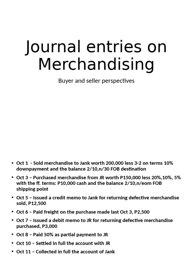 Seller and Buyer Merchandising | PDF | Invoice | Debits And Credits