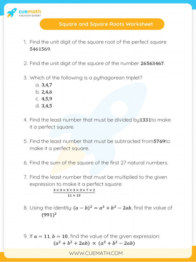 Squares and Square Roots Worksheets - Worksheet 3 | PDF | Teaching ...